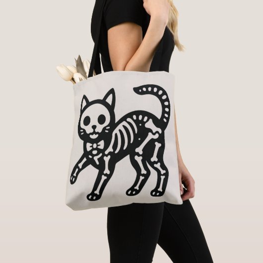 Cute Skeleton Cat Tote Bag (Dichtbij)
