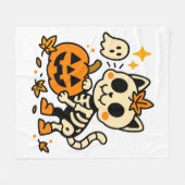 Cute Skeleton Cat with Pumpkin Fleece Blanket Deken (Voorkant (Horizontaal))