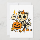 Cute Skeleton Cat with Pumpkin Invitation Kaart (Voorkant)
