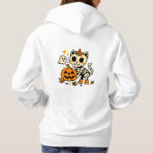 Cute Skeleton Cat with Pumpkin T-Shirt (Achterkant)