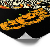 Cute Skeleton Dinosaur Trex Dino Pumpkins Moon Boy Poster (Hoek)