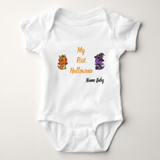 Cute Skeleton Dragon My First Halloween Baby Romper (Voorkant)