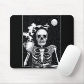 Cute Skeleton Drink Coffee Halloween Costume Muismat (Met muis)
