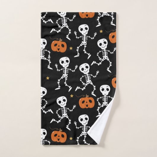 Cute Skeleton en pomkin Pattern Bad Handdoek (Handdoek)