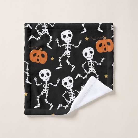 Cute Skeleton en pomkin Pattern Bad Handdoek (Wasdoekje)