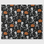 Cute Skeleton en pomkin Pattern Cadeaupapier (Vlak)
