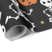 Cute Skeleton en pomkin Pattern Cadeaupapier (Rol Hoek)