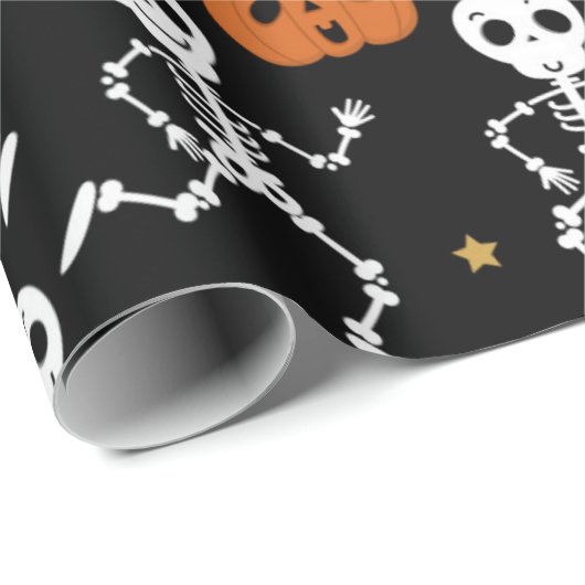 Cute Skeleton en pomkin Pattern Cadeaupapier (Rol Hoek)