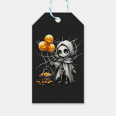 Cute Skeleton Girl with Pumpkin Balloons  Cadeaulabel (Voorkant)
