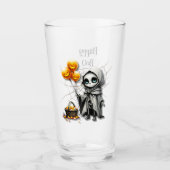 Cute Skeleton Girl with Pumpkin Balloons  Glas (Voorkant)