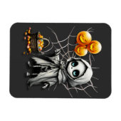 Cute Skeleton Girl with Pumpkin Balloons  Magneet (Horizontaal)