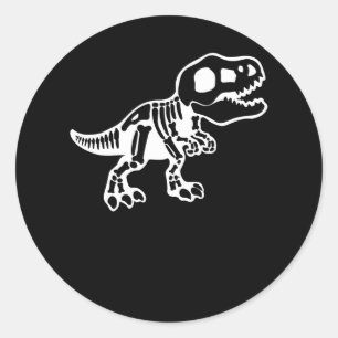Cute Skeleton Halloween dinosaur Ronde Sticker