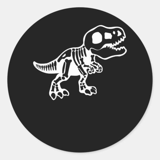 Cute Skeleton Halloween dinosaur Ronde Sticker (Voorkant)