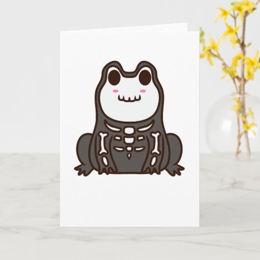 Cute Skeleton Halloween Frog Kaart (Gele Bloem)