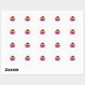 Cute Skeleton Halloween Retro Vaporware Mannen Ronde Sticker (Vel)