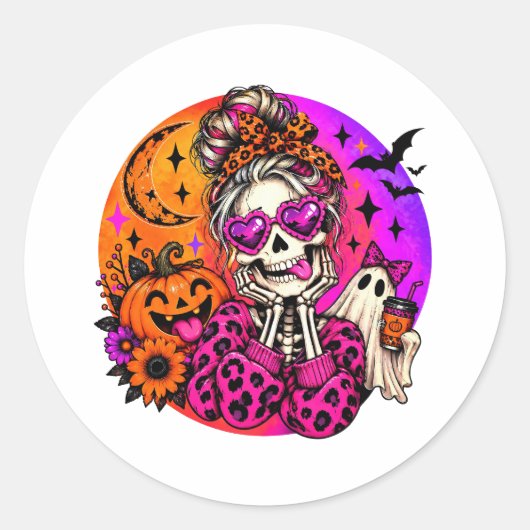 Cute Skeleton Halloween Sticker (Voorkant)