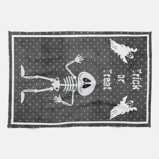 Cute Skeleton Halloween Theedoek (Horizontaal)