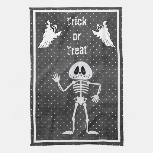 Cute Skeleton Halloween Theedoek (Verticaal)