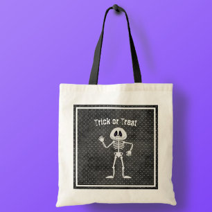 Cute Skeleton Halloween Trick or treat Canvas tas