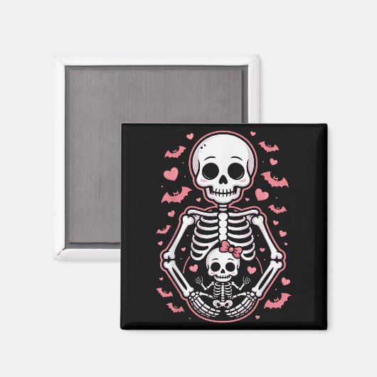 Cute Skeleton Mom And Baby Matching Halloween Cost Magneet (Voorkant / Achterkant)