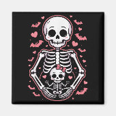 Cute Skeleton Mom And Baby Matching Halloween Cost Magneet (Voorkant)