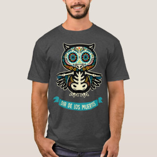 Cute Skeleton Owl Dia de Los Muertos T-Shirt