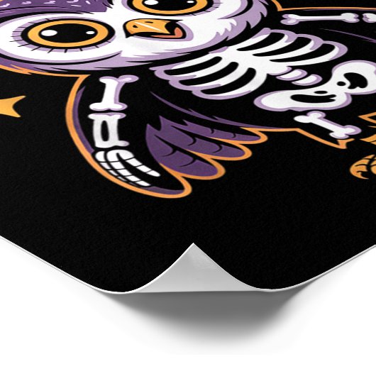 Cute Skeleton Owl Halloween Design For Kids And Ad Poster (Hoek)