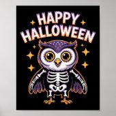 Cute Skeleton Owl Halloween Design For Kids And Ad Poster (Voorkant)