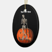 Cute Skeleton Pumpkin Halloween Ornament (Links)