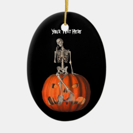 Cute Skeleton Pumpkin Halloween Ornament (Voorkant)