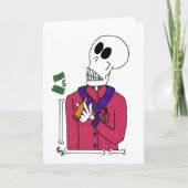 Cute Skeleton Rich Man in Roking Jacket & Cigar Kaart (Voorkant)