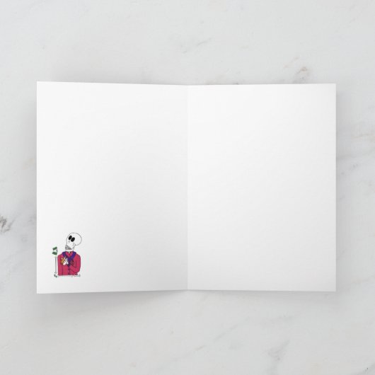 Cute Skeleton Rich Man in Roking Jacket & Cigar Kaart (Binnen)