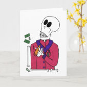 Cute Skeleton Rich Man in Roking Jacket & Cigar Kaart (Gele Bloem)
