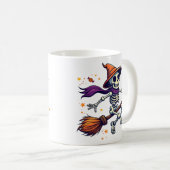 Cute Skeleton Riding Broom Halloween Mug Koffiemok (Voorkant rechts)