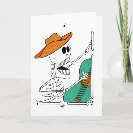Cute Skeleton Singing Cowboy Plays Guitar Kaart (Voorkant)
