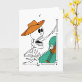 Cute Skeleton Singing Cowboy Plays Guitar Kaart (Gele Bloem)