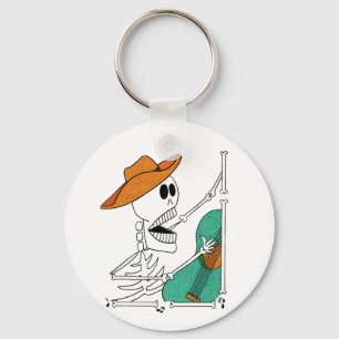 Cute Skeleton Singing Cowboy Plays Guitar Sleutelhanger