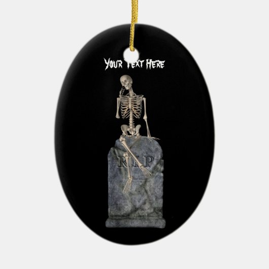 Cute Skeleton Tombstone Halloween Ornament (Voorkant)