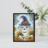 Cute Skeleton Witch Halloween briefkaart (Staand voorkant)