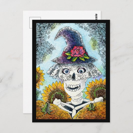 Cute Skeleton Witch Halloween briefkaart (Voorkant / Achterkant)
