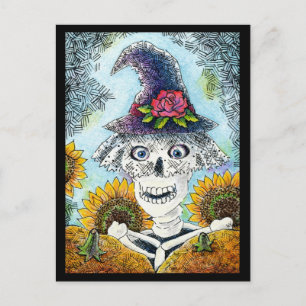 Cute Skeleton Witch Halloween briefkaart