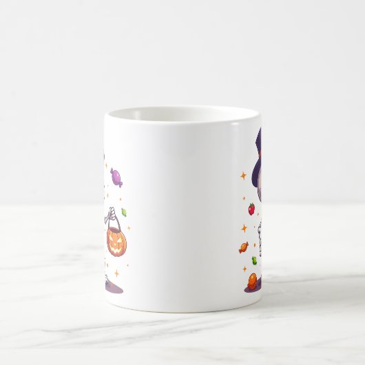 Cute Skeleton With Candy Halloween Mug Koffiemok (Center)