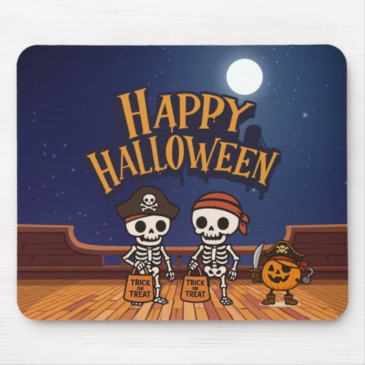 cute, skeletons and pumpkin Halloween  Muismat (Voorkant)
