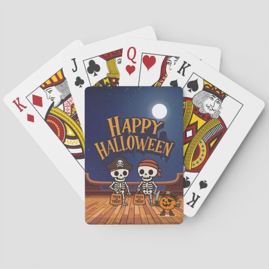 cute, skeletons and pumpkin Halloween Pokerkaarten (Achterkant)