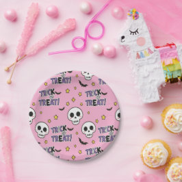 Cute Skeletons Roze Voor Halloween Papieren Bordje