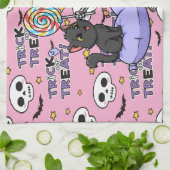 Cute Skeletons Roze Voor Halloween Theedoek (Gevouwen)