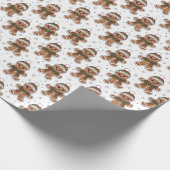 Cute Sketchy Gingerbread Man in Winter Hat Pattern Cadeaupapier (Hoek)