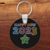 Cute Sketchy Happy 2023 Sleutelhanger (Voorkant)