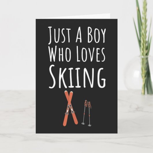 Cute Ski Cards For Baby Boys Kids Skier Skiing Kaart (Voorkant)