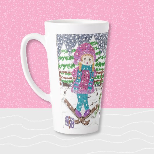 Cute Ski Girl Illustration Latte Mok